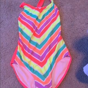 One piece pink chevron swimsuit